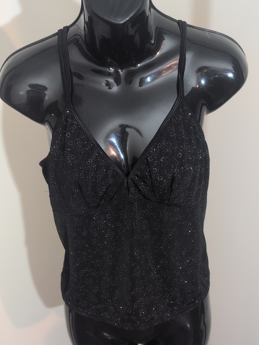 Elita | Vintage Sparkle Black Strappy Women's Tank Top